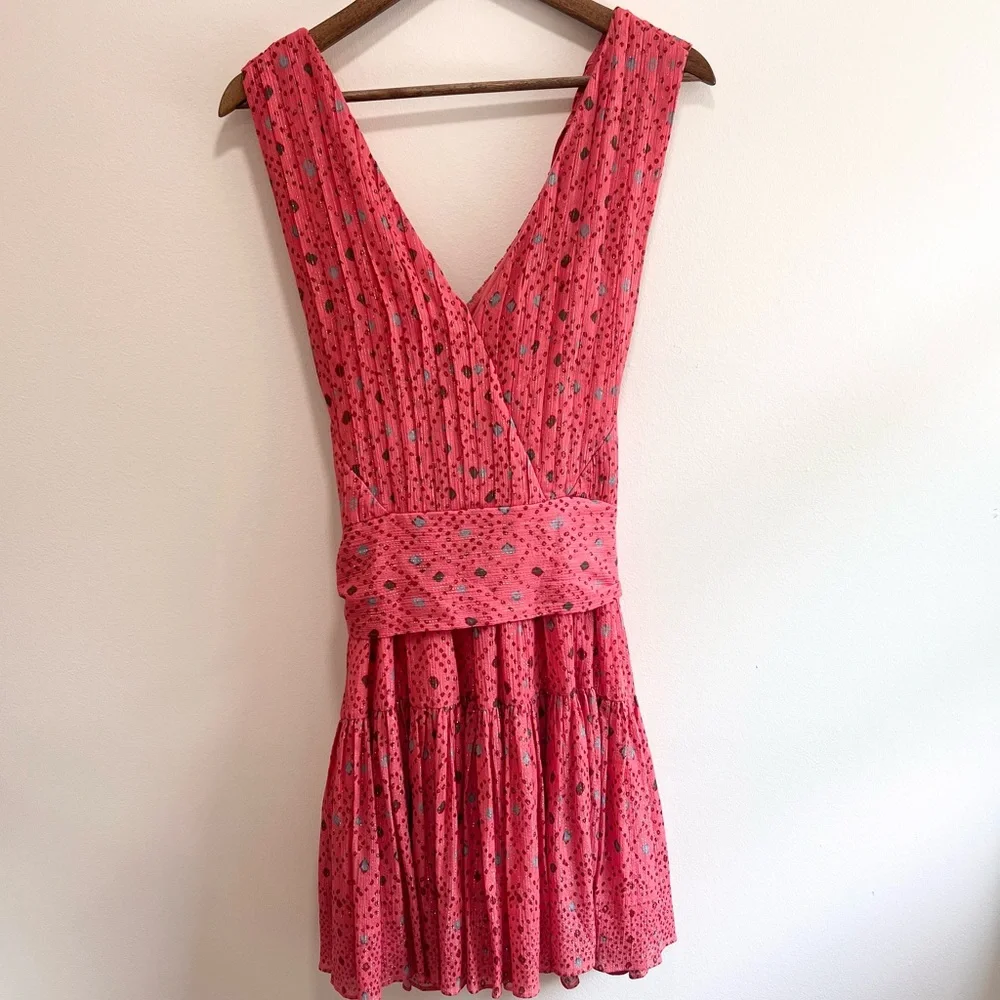 Ulla Johnson Arisa Mini Dress in Hibiscus, Silk Chiffon, Crossover neckline 10 - Picture 10 of 16